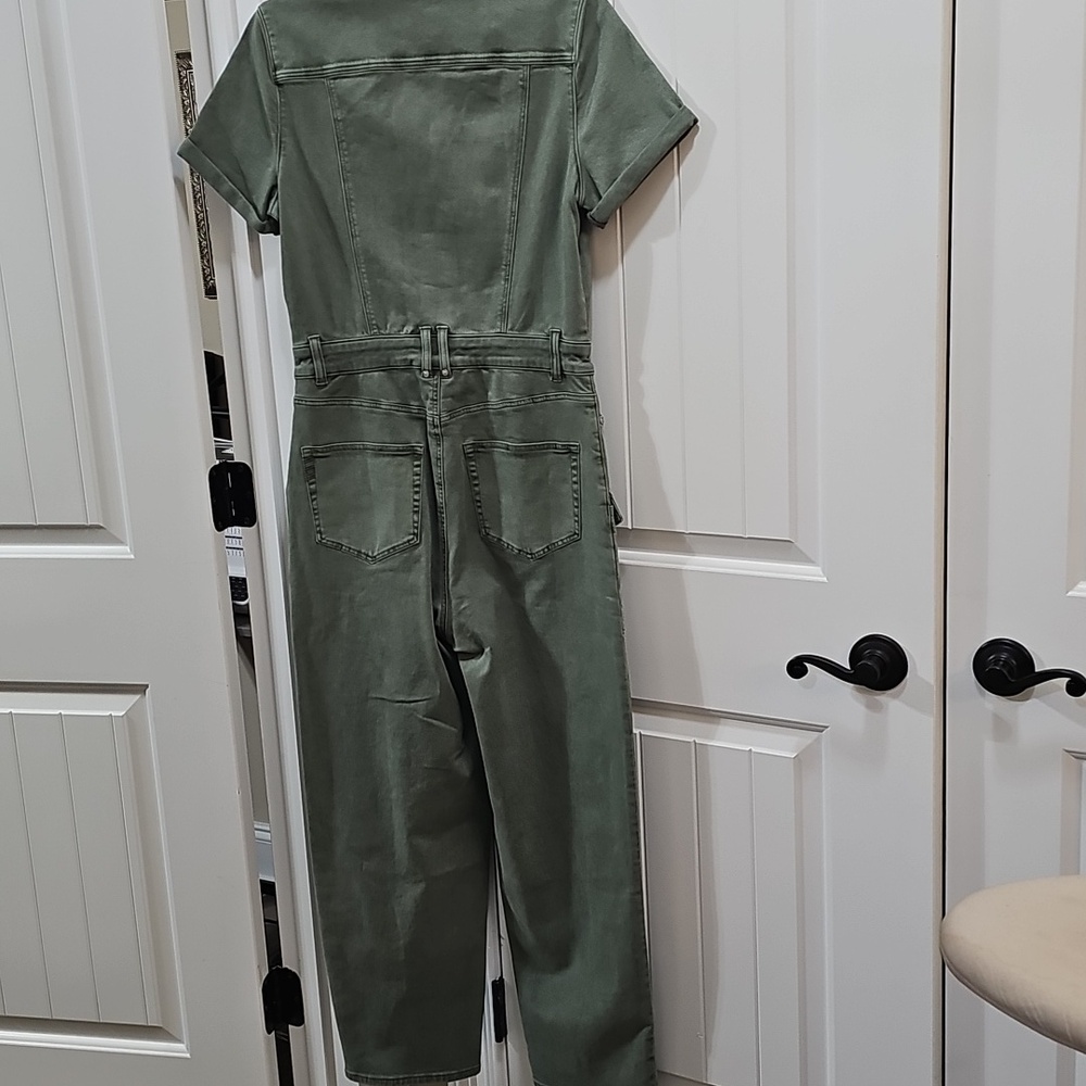 PAIGE, Alexis Olive Green Short-Sleeve Utility Jumpsuit - Picture 5 of 6
